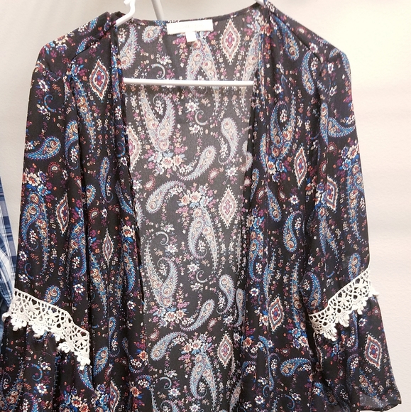 G Collection Sweaters - Open front blouse loose front shawl boho floral